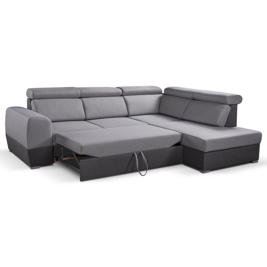Canapé d'angle convertible en L avec rangement MATRIX gris droit