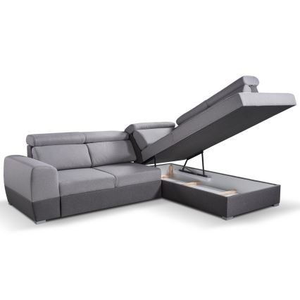 Canapé d'angle convertible en L avec rangement MATRIX gris droit