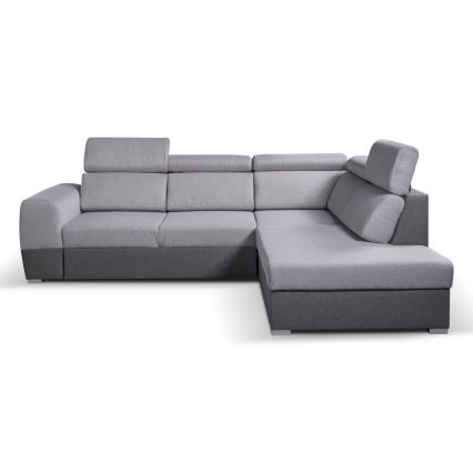 Canapé d'angle convertible en L avec rangement MATRIX gris droit