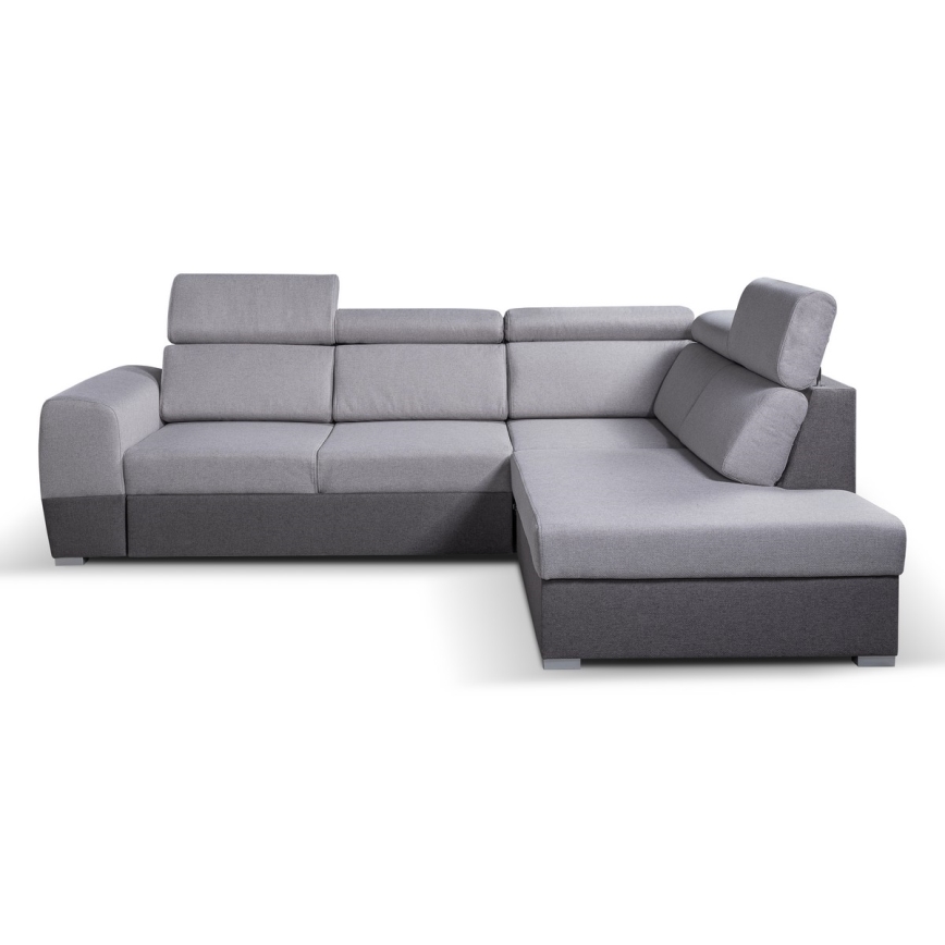 Canapé d'angle convertible en L avec rangement MATRIX gris droit