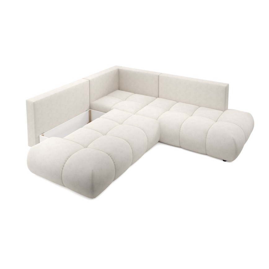 Canapé d'angle convertible rembourré avec rangement en L ALMADA gauche beige