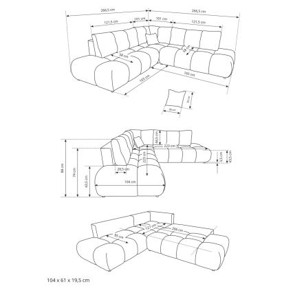 Canapé d'angle convertible rembourré avec rangement en L ALMADA gauche beige