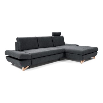 Canapé d'angle rembourré convertible AVESTA en L avec coffre de rangement, version droite, anthracite
