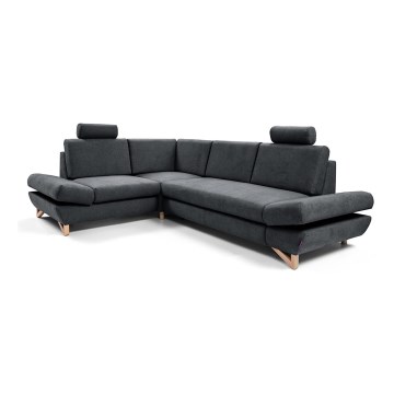 Canapé d'angle rembourré convertible AVESTA en L, côté gauche, anthracite, avec coffre de rangement