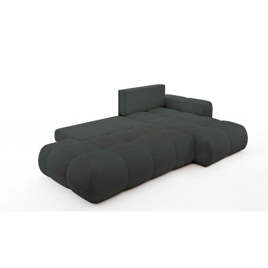 Canapé d'angle convertible ALMADA en L, rembourré, avec coffre de rangement — côté droit, coloris anthracite