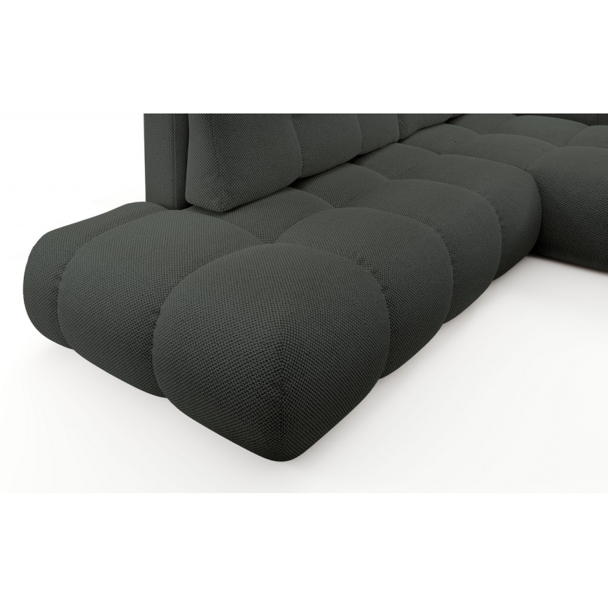 Canapé d'angle convertible ALMADA en L, rembourré, avec coffre de rangement — côté droit, coloris anthracite