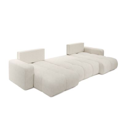 Canapé d'angle rembourré convertible en U ALMADA avec coffre de rangement, beige