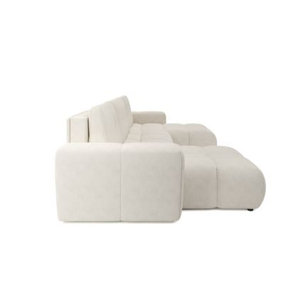 Canapé d'angle rembourré convertible en U ALMADA avec coffre de rangement, beige