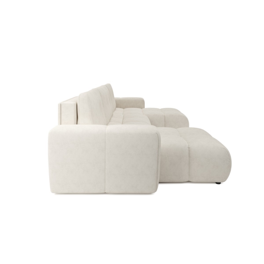 Canapé d'angle rembourré convertible en U ALMADA avec coffre de rangement, beige