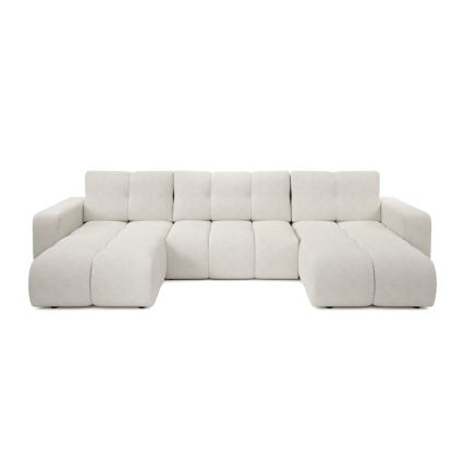 Canapé d'angle rembourré convertible en U ALMADA avec coffre de rangement, beige