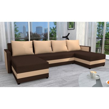 Canapé d'angle rembourré et convertible en U BRISTOL, réversible, marron/beige