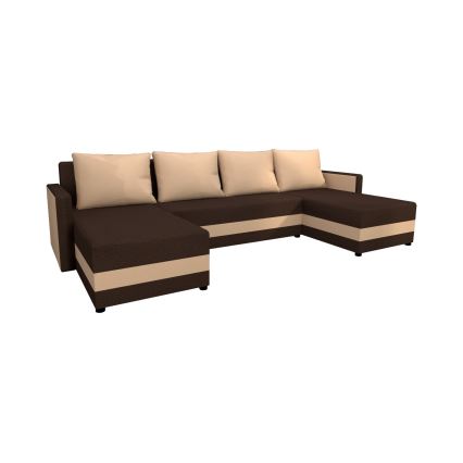 Canapé d'angle rembourré et convertible en U BRISTOL, réversible, marron/beige
