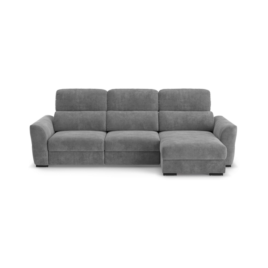 Canapé d'angle réversible convertible 3 places avec coffre de rangement TRENTO gris