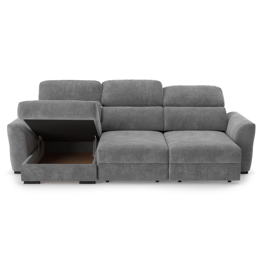 Canapé d'angle réversible convertible 3 places avec coffre de rangement TRENTO gris