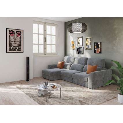 Canapé d'angle réversible convertible 3 places avec coffre de rangement TRENTO gris