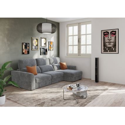 Canapé d'angle réversible convertible 3 places avec coffre de rangement TRENTO gris