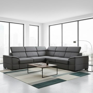 Canapé d'angle réversible convertible avec coffre de rangement GRANADA gris foncé