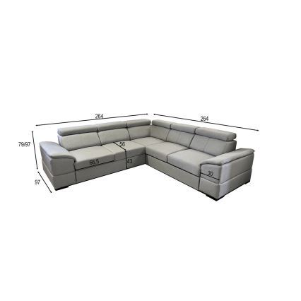 Canapé d'angle convertible réversible avec coffre de rangement GRANADA, gris