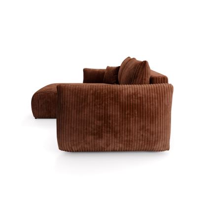 Canapé d'angle réversible convertible en L FRIDA marron avec coffre de rangement