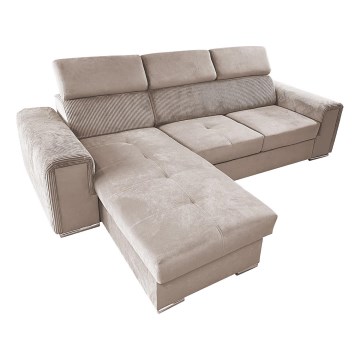Canapé d'angle réversible convertible en L avec coffre de rangement SALVADA beige
