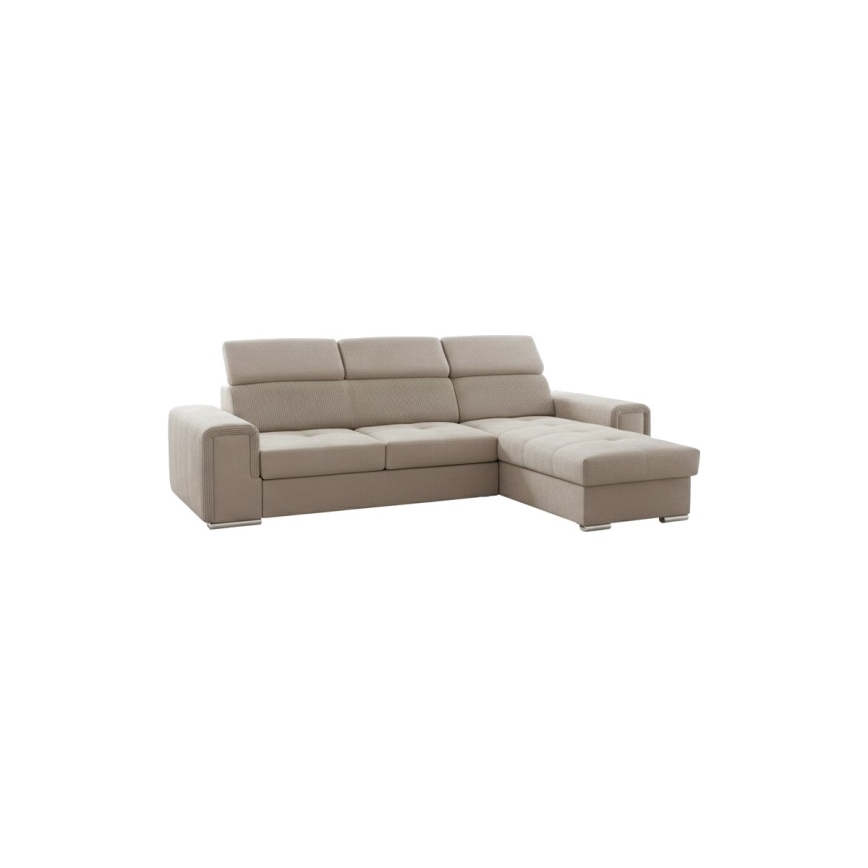 Canapé d'angle réversible convertible en L avec coffre de rangement SALVADA beige