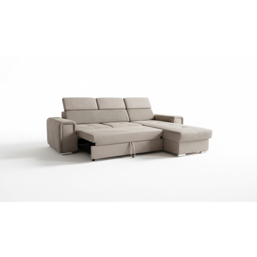 Canapé d'angle réversible convertible en L avec coffre de rangement SALVADA beige