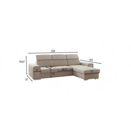 Canapé d'angle réversible convertible en L avec coffre de rangement SALVADA beige