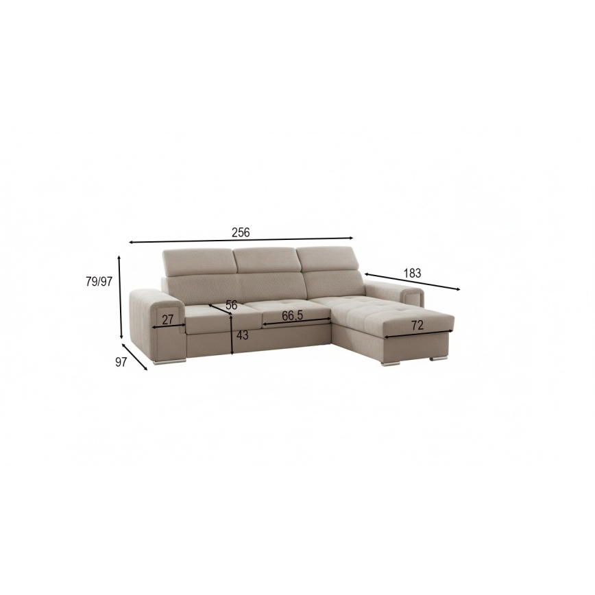 Canapé d'angle réversible convertible en L avec coffre de rangement SALVADA beige