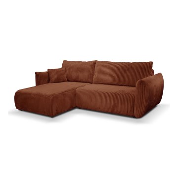 Canapé d'angle réversible convertible en L FRIDA marron avec coffre de rangement
