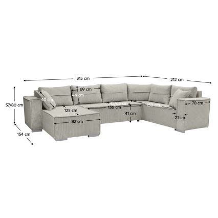Canapé d'angle réversible convertible en U LONDON beige