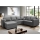 Canapé d'angle réversible convertible en U SEYA avec coffre de rangement, gris