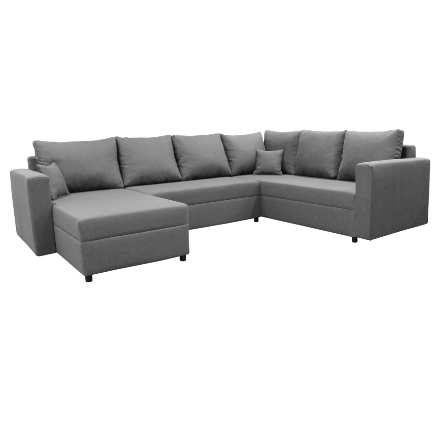 Canapé d'angle réversible convertible en U SEYA avec coffre de rangement, gris