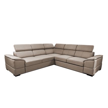 Canapé d'angle convertible réversible avec coffre de rangement GRANADA, beige