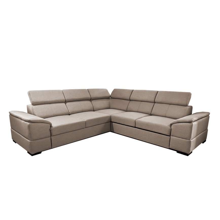 Canapé d'angle convertible réversible avec coffre de rangement GRANADA, beige