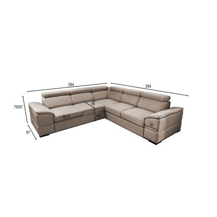 Canapé d'angle convertible réversible avec coffre de rangement GRANADA, beige
