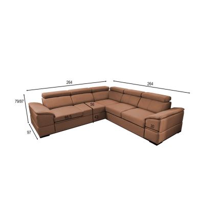 Canapé d'angle convertible universel avec coffre de rangement GRANADA marron