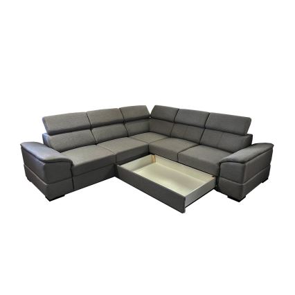 Canapé d'angle réversible convertible avec coffre de rangement GRANADA gris foncé