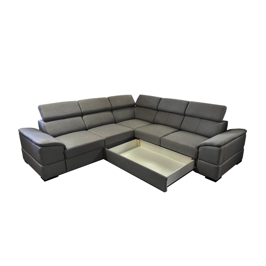 Canapé d'angle réversible convertible avec coffre de rangement GRANADA gris foncé