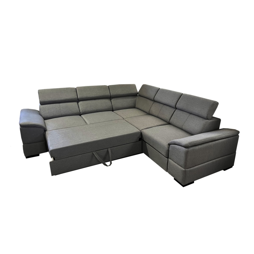 Canapé d'angle réversible convertible avec coffre de rangement GRANADA gris foncé