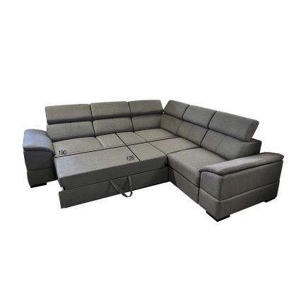 Canapé d'angle réversible convertible avec coffre de rangement GRANADA gris foncé