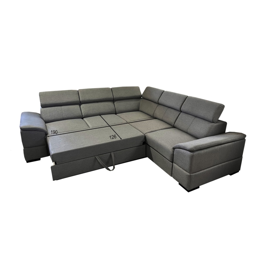 Canapé d'angle réversible convertible avec coffre de rangement GRANADA gris foncé