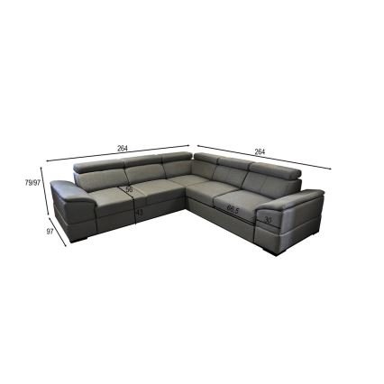 Canapé d'angle réversible convertible avec coffre de rangement GRANADA gris foncé