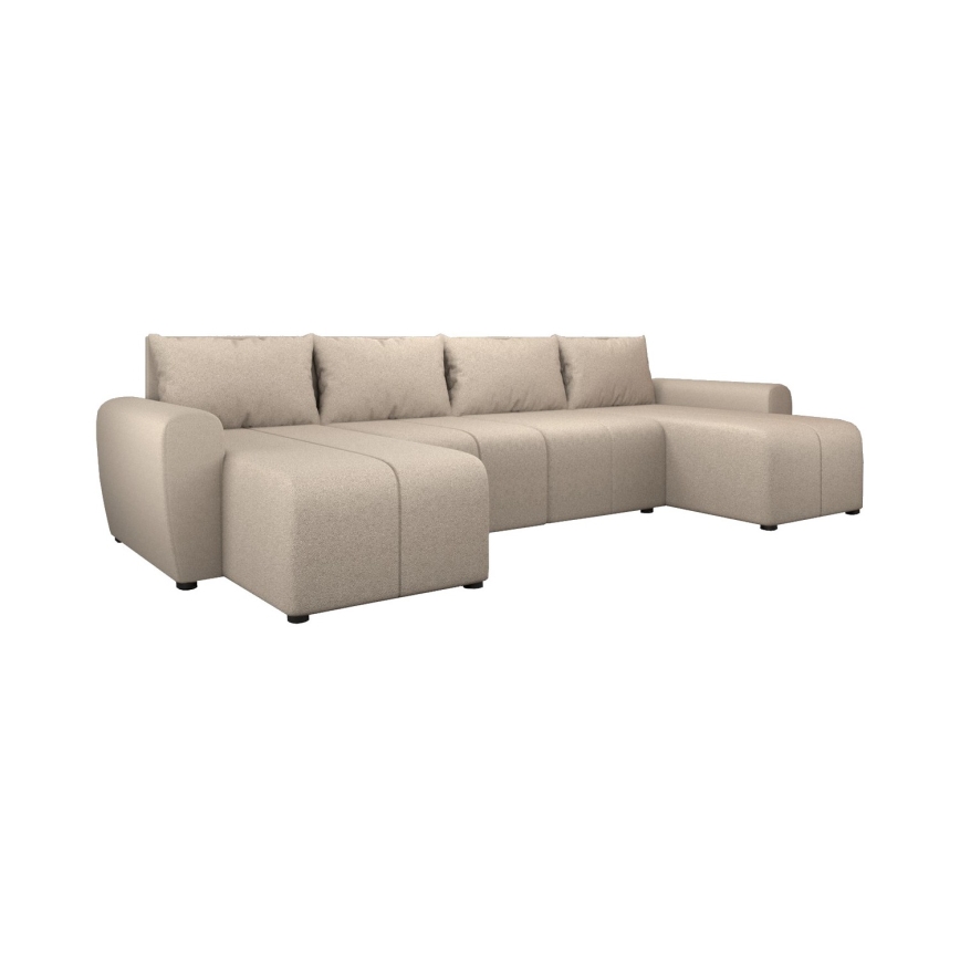 Canapé d'angle réversible et convertible rembourré en U NEWPORT beige