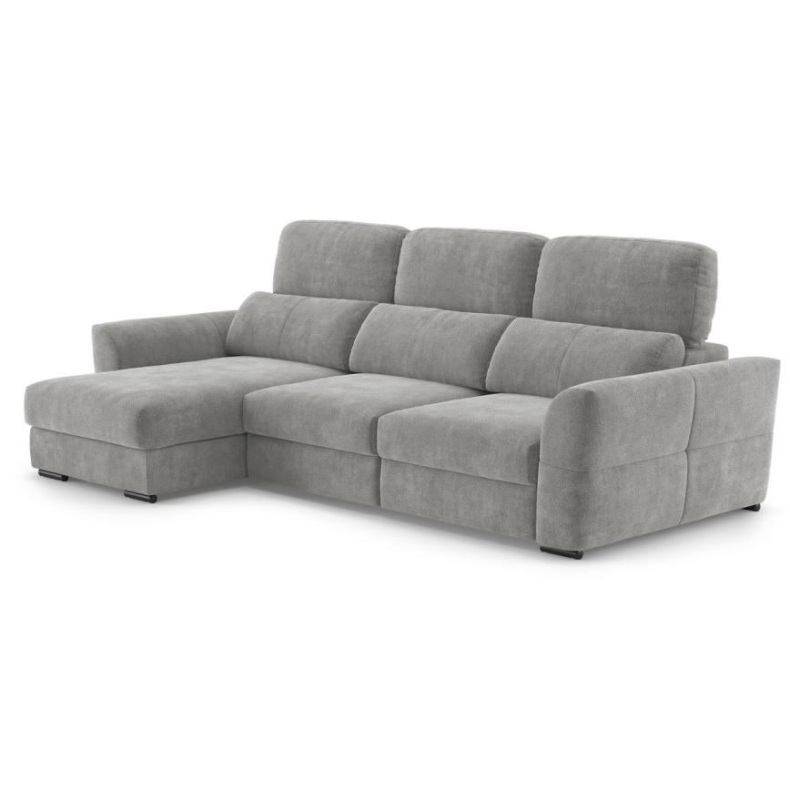 Canapé d'angle universel convertible 3 places avec rangement TRENTO gris clair