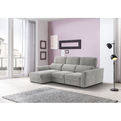 Canapé d'angle universel convertible 3 places avec rangement TRENTO gris clair