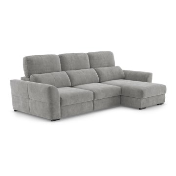 Canapé d'angle universel convertible 3 places avec rangement TRENTO gris clair