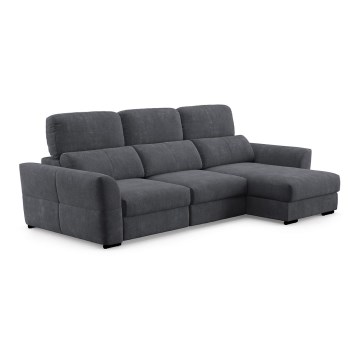 Canapé d'angle universel convertible trois places avec rangement TRENTO anthracite