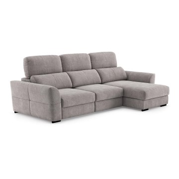 Canapé d'angle universel convertible trois places avec rangement TRENTO taupe