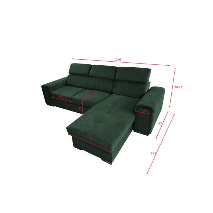 Canapé d'angle universel convertible en L avec rangement SALVADA vert