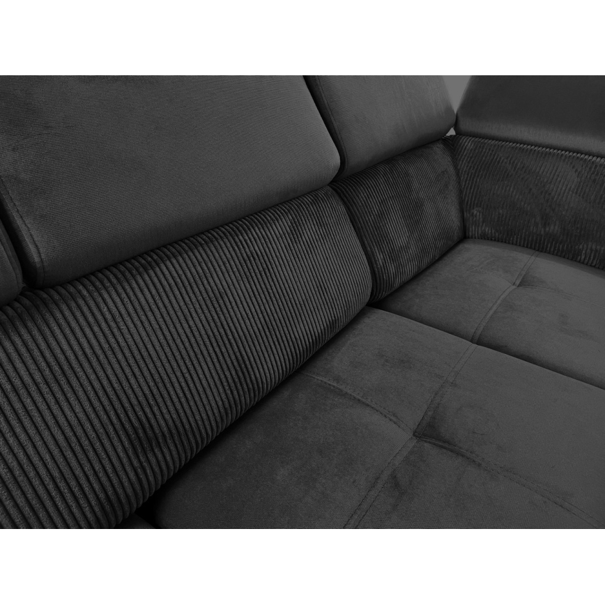 Canapé d'angle convertible en U avec rangement universel SALVADA gris foncé